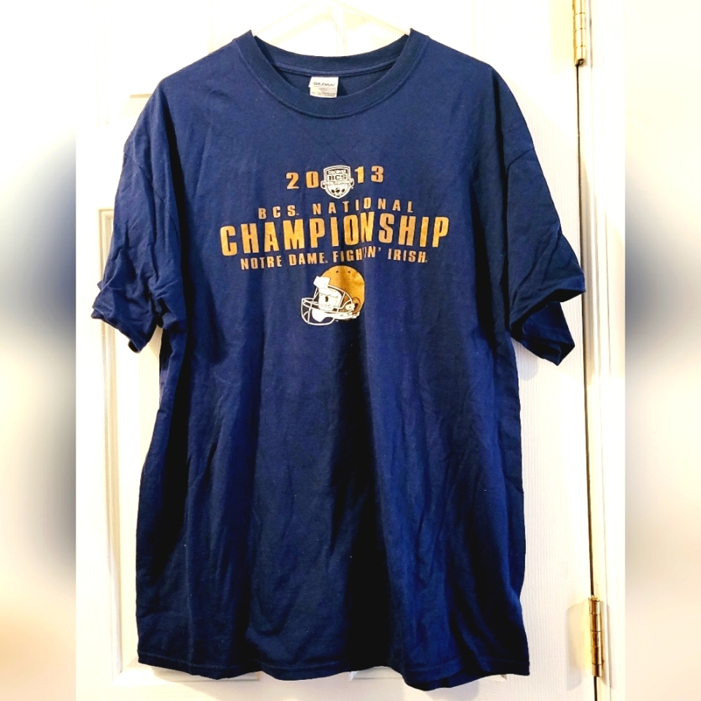 Notre Dame Navy XL Cotton 2013 Championship Shirt
